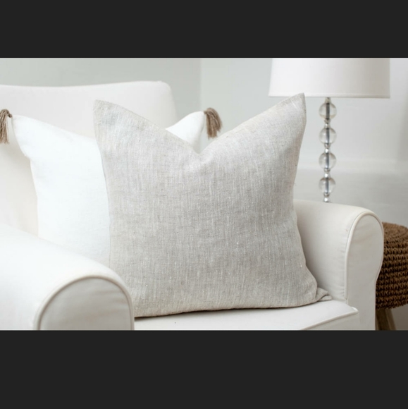 2 Natural Linen Pillow Covers - Picture 1 of 4